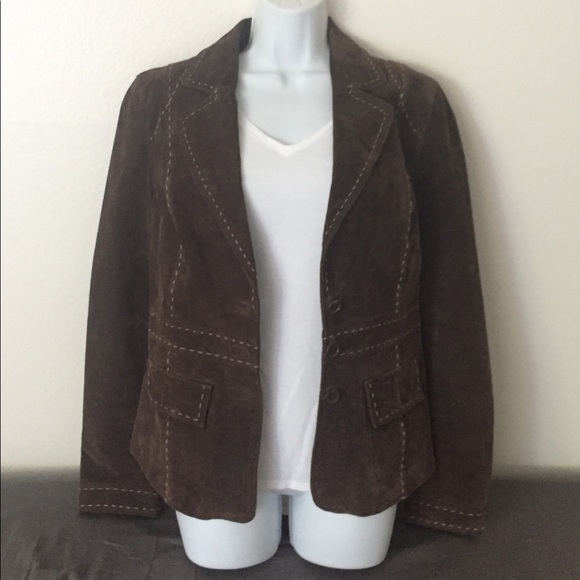 Madison Jackets & Blazers - Madison Suede (100% Leather) Brown Jacket, Size 12